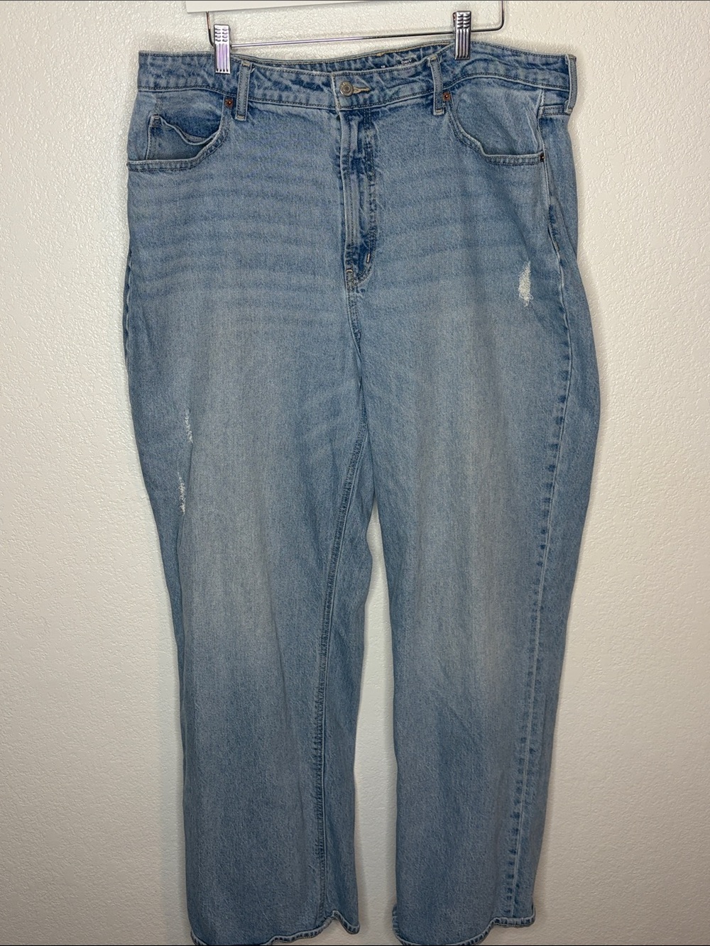 Old Navy Light Wash Extra High Rise Curvy Sky Hi Wide Leg Jeans Size 18 Tall